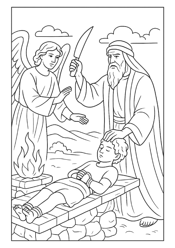 Desenho para colorir Abraão e Isaque
